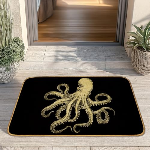 Octopus Door Mat, Non-Slip Low Profile Front Door Welcome Mats Indoor Entrance 30x17 Inch, Summer Entryway Rug for Home - color: White Octopus