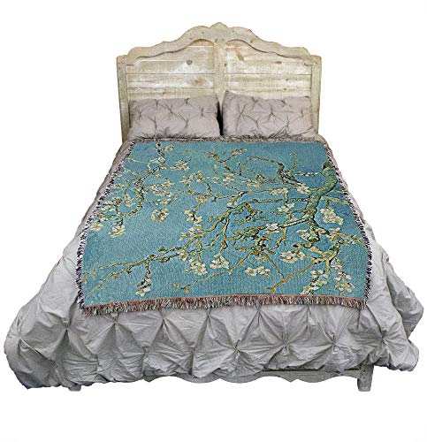 Pure Country Weavers Almond Blossoms Blanket - Fine Art Gift Tapestry Throw Woven from Cotton - Made in the USA (72x54) - size: 72" x 54"