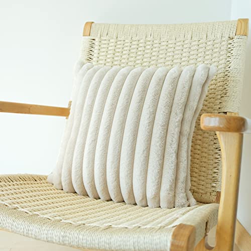 JOJUSIS Faux Fur Plush Throw Pillow Covers, Beige, 20 x 20-Inch - color: Beige, size: 20" x 20" (Pack of 2)