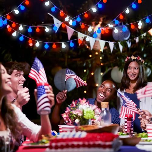 JMEXSUSS 33ft 100 LED Red White and Blue Lights Battery Operated - color: Red White Blue, size: 100 LED Battery