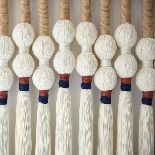 Macrame Wall Hanging Boho Wall Art Handmade Spherical Knot 27" W x 33" L - color: Ivory4