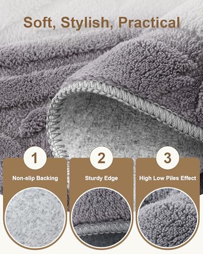 Carvapet 5x7 Area Rug Dark Gray Geometric Washable High Low Pile Carpet - color: Geometric Dark Gray, size: 5' x 7' Rectangular
