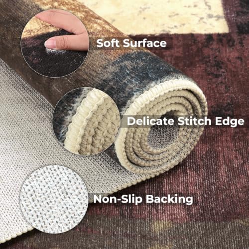 Yamaziot 2x3 Washable Modern Abstract Area Rug Non-Slip Entryway Rug - color: Brown, size: 2x3ft