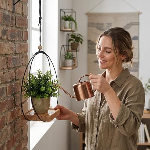 3 Packs 12 Inch Hanging Planters for Indoor Plants with Wood Base Plant Hanger Indoor Black Macrame Plant Hanger for 3 to 5.5 Inch Pot Hanging Planter for Window Wall Ceiling Home Decor