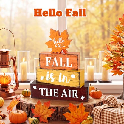 4 Pcs Fall Wooden Decor, Fall Table Decorations Gifts for Home