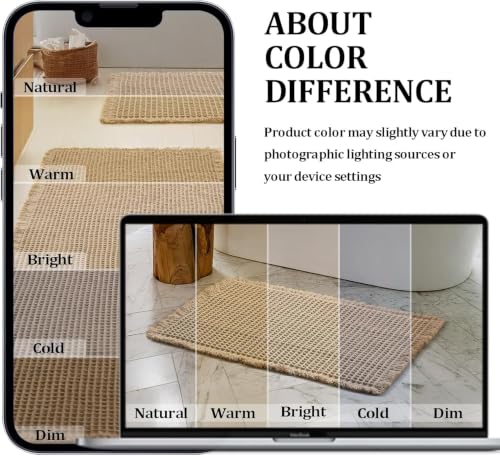 JIUZHEN Set of 2 Waffle Bath Mats Boho Bath Rugs 16"x24"+18"x30", Brown - color: Brown, size: 16"x24" + 18"x30"
