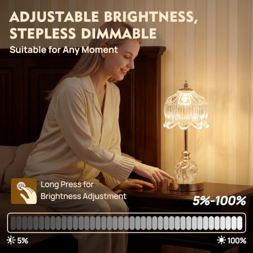 Flower Battery Operated Rechargeable Lamp Cordless, Lily, Clear - color: Clear-Lily