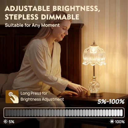 Flower Battery Operated Rechargeable Lamp Cordless, Lily, Clear - color: Clear-Lily