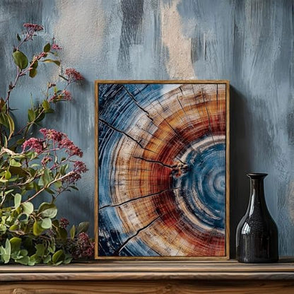 BingruiArt Faux Wood Tree Ring 01 Canvas Wall Art 12x16 Framed - color: Tree Ring - 01, size: 16"L x 12"W