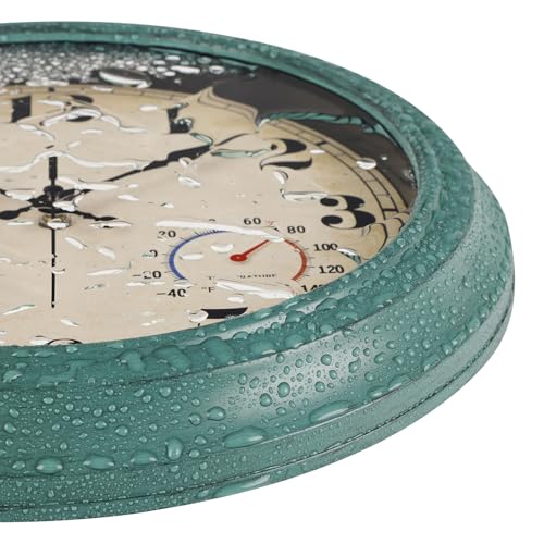 zyzamay 13 Inch Outdoor Clock with Thermometer and Hygrometer, Green - color: 13 Th Green