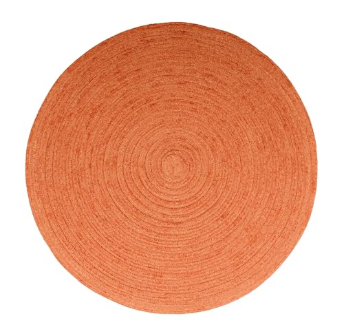 Eden Woven Braided Velvet Table Placemats 15 Inches Round Set of 6 Non-Slip Dining & Kitchen Table Mats Rust - color: Rust