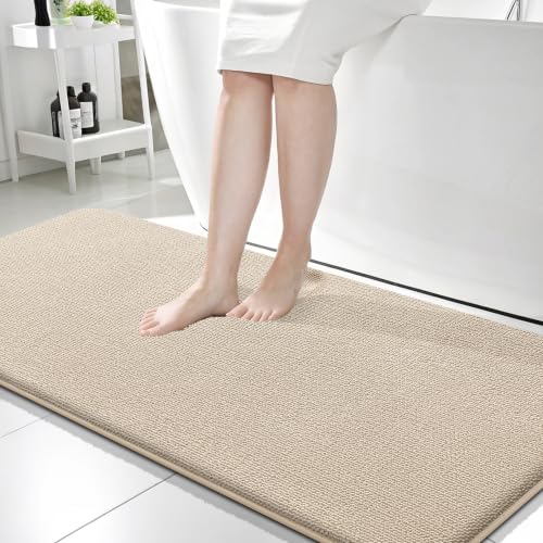 OLANLY Memory Foam Bathroom Runner Rugs 59x24, Absorbent Long Mat, Beige - color: Beige, size: 59" X 24"