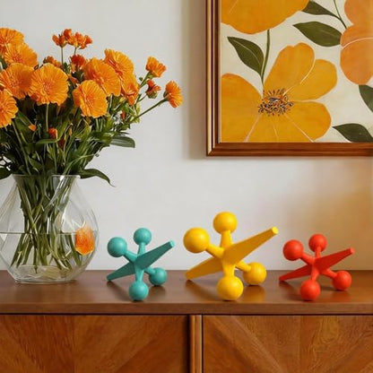 AceOrbit 3 Pcs Mid Century Modern Decor Cast Iron Jack Figurine Set - style: Cast Iron Jack