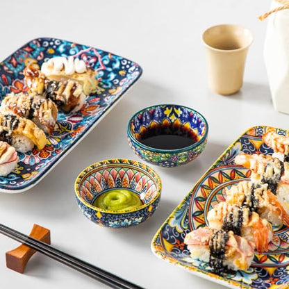vancasso SIMI 2.7 Oz Ceramic Dipping Bowls Set of 6, Bohemian Sauce Bowls