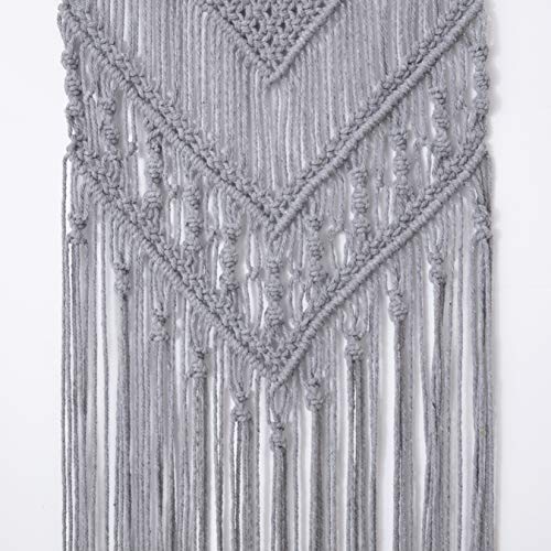 laddawan Macrame Wall Hanging Cotton Rope Wall Art Woven Tapestry Boho Chic Wall Decoration (Light Grey)