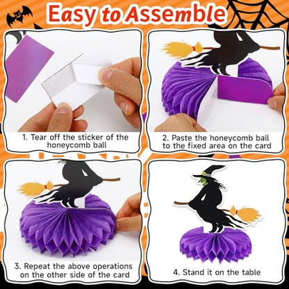 Halloween Table Decorations, 10Pcs Spooky Honeycomb Centerpieces - style: Black Halloween Style