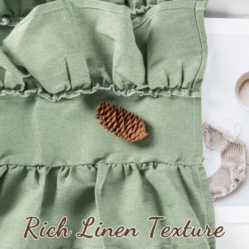 FUANGUI Ruffled Valance Curtain 42" W x 18" L Pleated Kitchen Valance - color: Sage Green, size: 42"W x 18"L (Pack of 1)