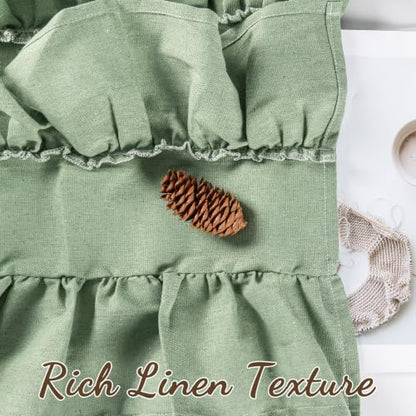 FUANGUI Ruffled Valance Curtain 42" W x 18" L Pleated Kitchen Valance - color: Sage Green, size: 42"W x 18"L (Pack of 1)