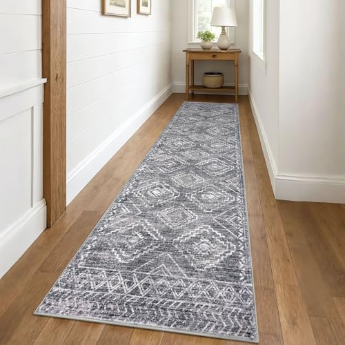 KILOCOCO Hallway Runner 3x10 ft Washable Runner Rug Non Slip, Grey - color: Grey, size: 3' x 10' (Runner)