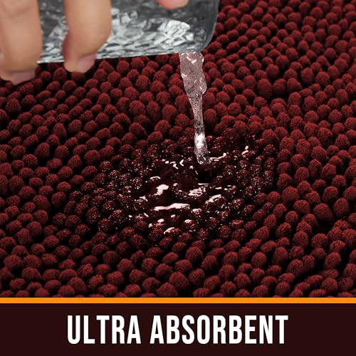 Chenille Bathroom Rug 32"x20" Extra Soft Absorbent Quick Dry Rug, Red - color: Red, size: 1'8" x 2'8" (Rectangular)