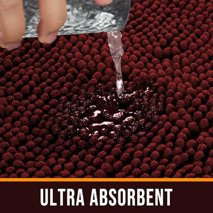 Chenille Bathroom Rug 24"x16" Extra Soft Absorbent Quick Dry Rugs, Red - color: Red, size: 1'4" x 2' (Rectangular)