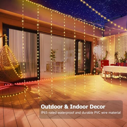 Fairy Curtain Lights USB Plug-in,8ft x 6ft 144 LED Twinkle Lights - size: 144-LED Warm White 8ft x 6ft