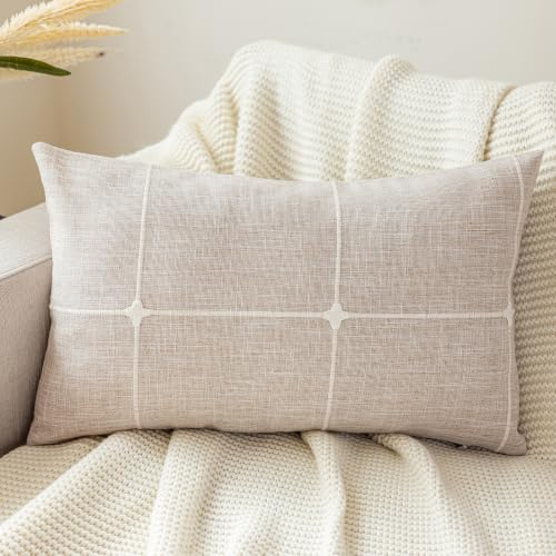 vctops Pack of 2 Rustic Lattice Throw Pillow Covers (Plaid Coffee,12"x20") - color: Plaid Coffee, size: 20" x 12" (Pack of 2)