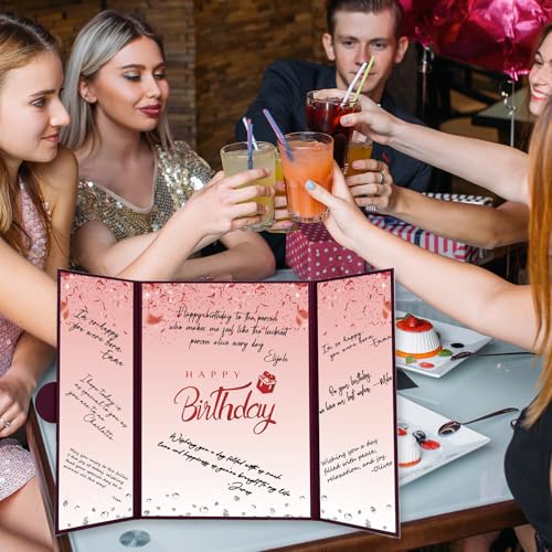 Crenics Burgundy Happy Birthday Guest Signature Book Alternative 18" x 12" - color: Burgundy