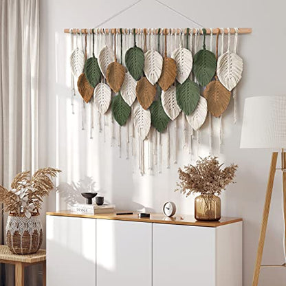 Large Macrame Wall Hanging Boho Woven Tapestry Chic Home Decor Wall Art - color: 39"W x 29.5"L