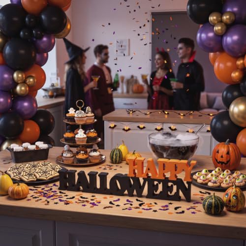 Yalikop Halloween Wooden Sign Blocks Happy Halloween Tabletop Decor - style: Halloween