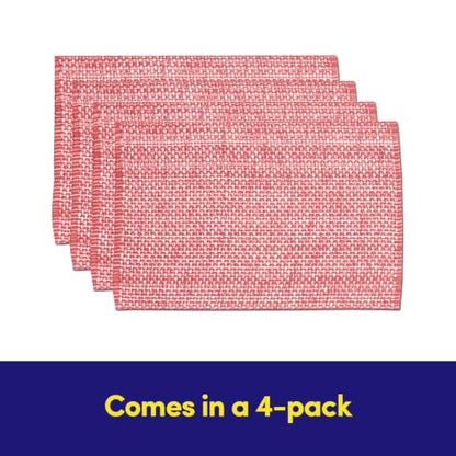 Sweet Home Collection 100% Cotton Placemats for Dining Room Rectangle Two Tone Woven Fabric 13" x 19" Soft Durable Table Mat Set, Set of 4, Pink - color: Pink, size: Rectangle 13" x 19"
