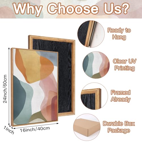 CHDITB 3Pcs Colorful Abstract Shape Block Framed Canvas Wall Art 16x24 Inch - color: Colorful Abstract, size: 16"L x 24"W