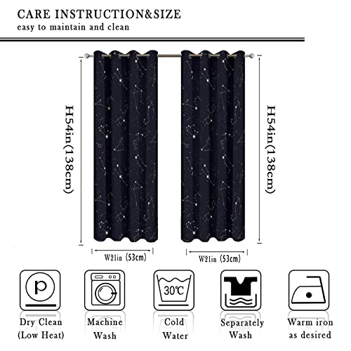Constellation Curtains,Abstract Modern Art Black Galaxy White Constellation Symbol Pattern Window Drapes Thermal Insulated Grommet Blackout Curtains for Bedroom 2 Panels 54L x 21W - color: Constellation, size: 42"W x 54"L (Pack of 1)