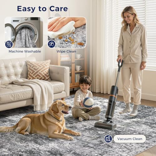 DMOYEST Area Rug Living Room Rugs 5x7 Washable Abstract Grey Carpet - color: Grey, size: 5' x 7' (Rectangular)