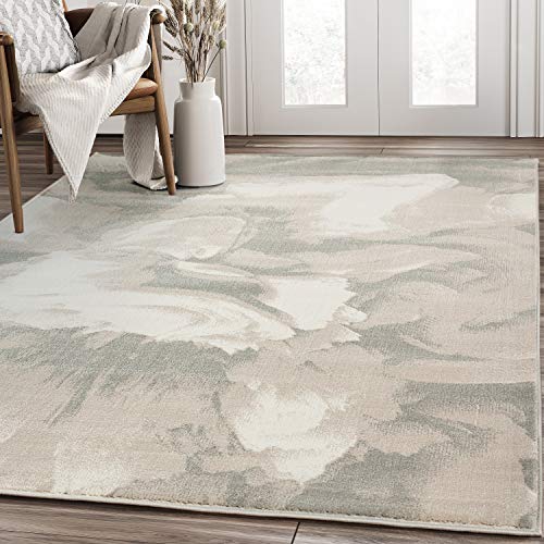 Abani Rugs Modern 4' x 6' Neutral Beige & Cream Swirl Area Rug - Contemporary Geometric 3D Bedroom Rug - color: Beige, size: 4' x 6'
