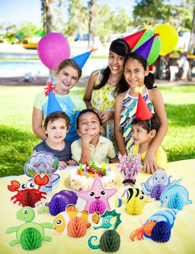 12 Pcs Under The Sea Party Decorations, Sea Animals Honeycomb Centerpieces - style: Ocean Sea Animal