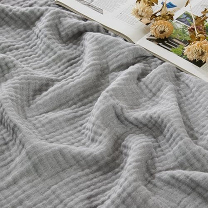 EMME Muslin Cotton Blanket Adults Heather Grey Throw XL 50"x70" - color: 04 - Grey, size: Large Throw (50" X 70")