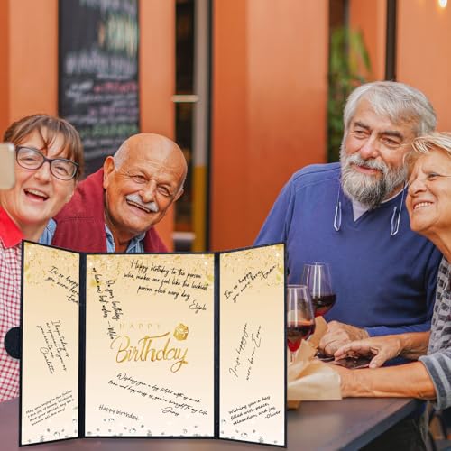 Crenics Black and Gold Birthday Guest Sign in Book Alternative 18" x 12" - color: Black and Gold