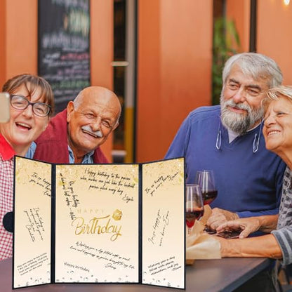 Crenics Black and Gold Birthday Guest Sign in Book Alternative 18" x 12" - color: Black and Gold