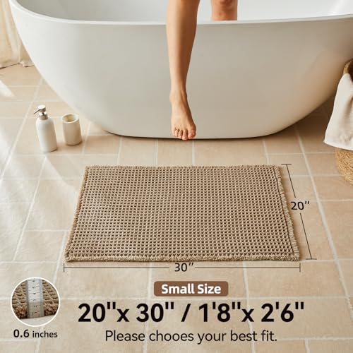 Triohero Waffle Bath Mat, Boho Bathroom Rugs Non Slip Washable, 20x30 Khaki - color: Khaki, size: 1'8" X 2'6" (Rectangular)