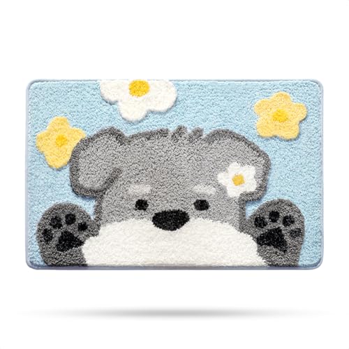 Molesun Schnauzer Bath Mat 16x24, Soft Absorbent Microfiber Bath Rugs - color: Schnauzer, size: 16" x 24"
