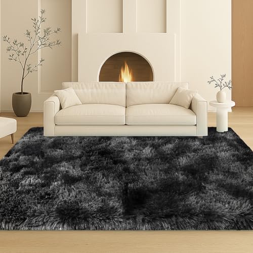 8x10 Darkgrey Fluffy Shag Area Rug, Non-Slip Soft Carpet for Home - color: Darkgrey, size: 8' x 10' (Rectangular)