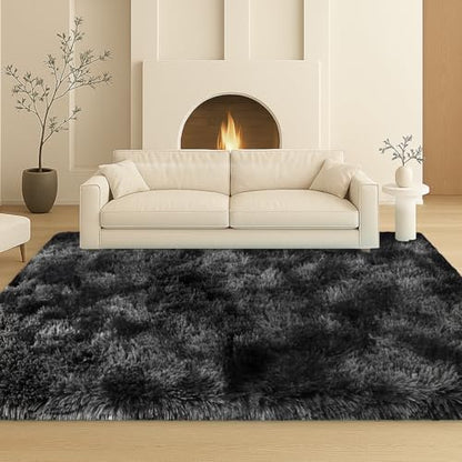 8x10 Darkgrey Fluffy Shag Area Rug, Non-Slip Soft Carpet for Home - color: Darkgrey, size: 8' x 10' (Rectangular)