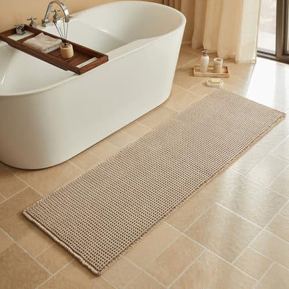 Triohero Waffle Runner Rug Bathroom, Long Boho Bath Mat, 24x72 Beige - color: Beige, size: 2' X 6' (Runner)