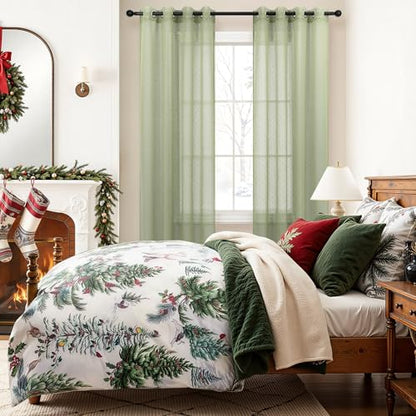 Sage Green Sheer Curtains 2 Panels 108 Inch Long for Living Room Polka Dots - color: Sage Green, size: 52"W x 108"L (Pack of 2)