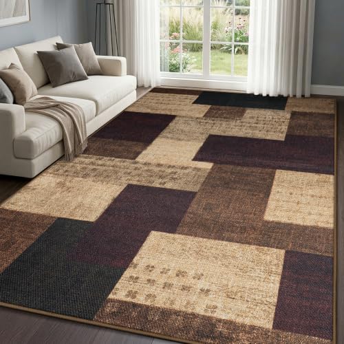 Modern Geometric 8x10 Area Rugs for Living Room, Red Easy Jute Washable Rug - color: Red, size: 8x10ft