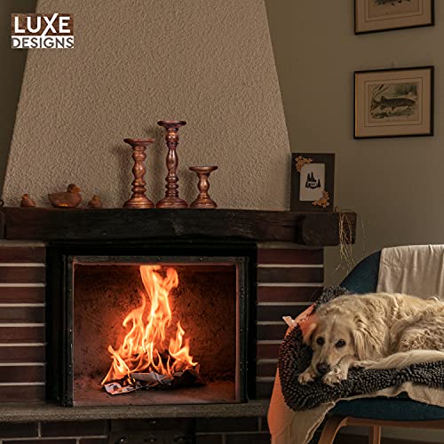 Wooden Pillar Candle Holder, Farmhouse Fireplace Mantel Decor, Natural - color: Natural