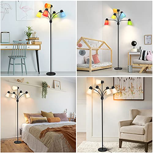 LED Floor Lamp, Medusa Adjustable Multi Head Modern Tall Standing Light - color: Black