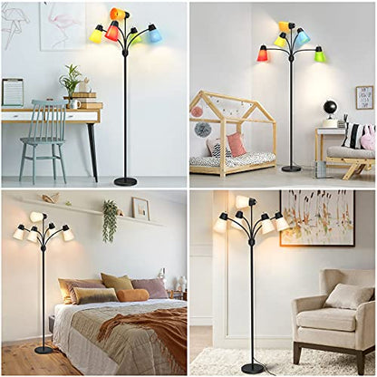 LED Floor Lamp, Medusa Adjustable Multi Head Modern Tall Standing Light - color: Black