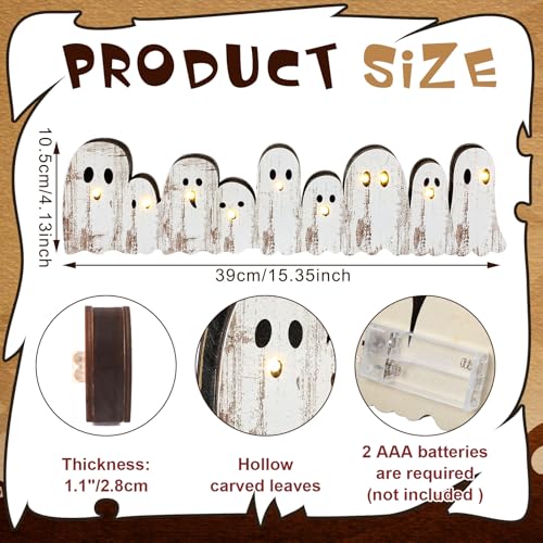 Yousoontic Halloween Ghost Decor, Light up Wooden Ghosts Table Centerpiece - style: Ghost